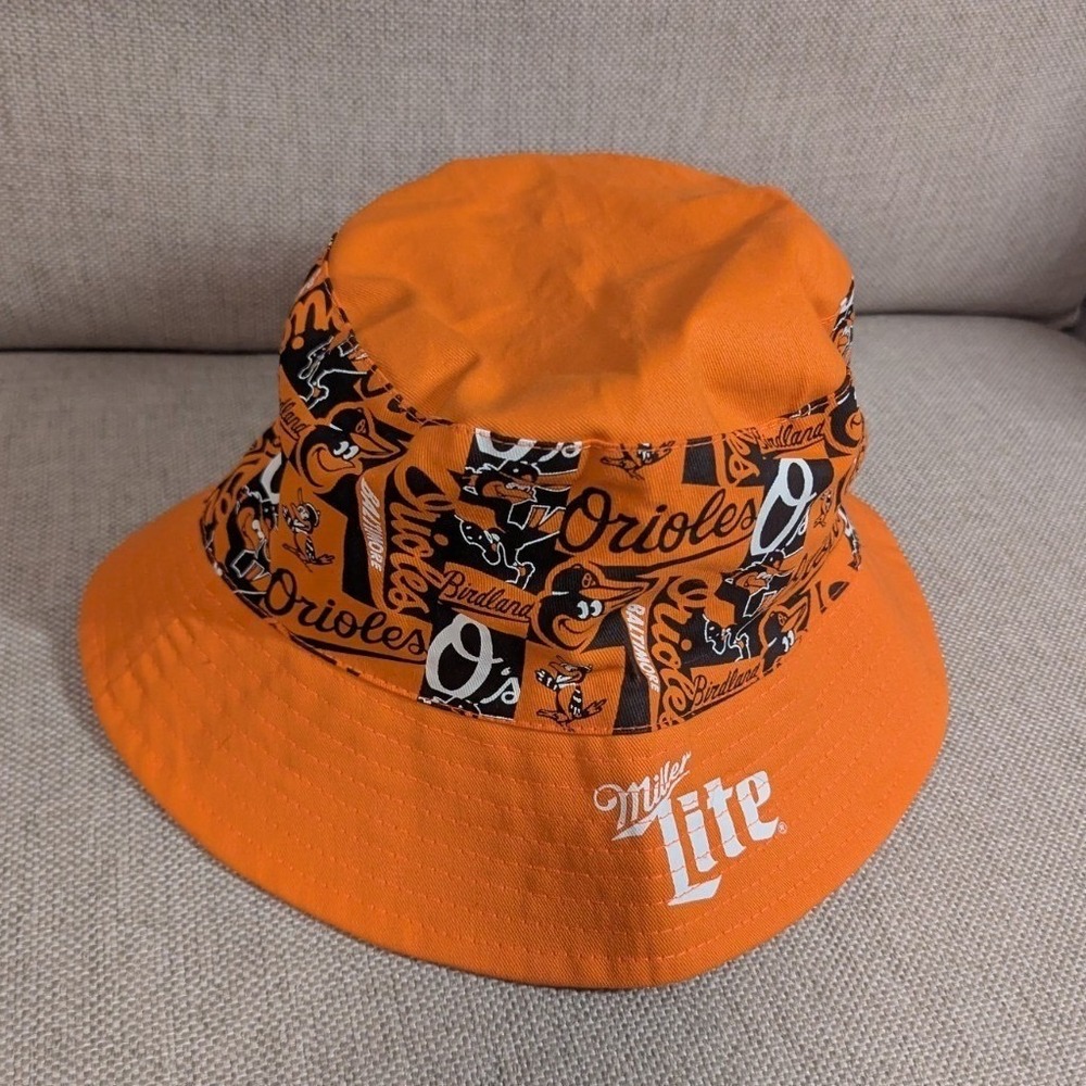 Baltimore Orioles Hat Cap Bucket MLB All Over Print Miller Lite Game Promotion